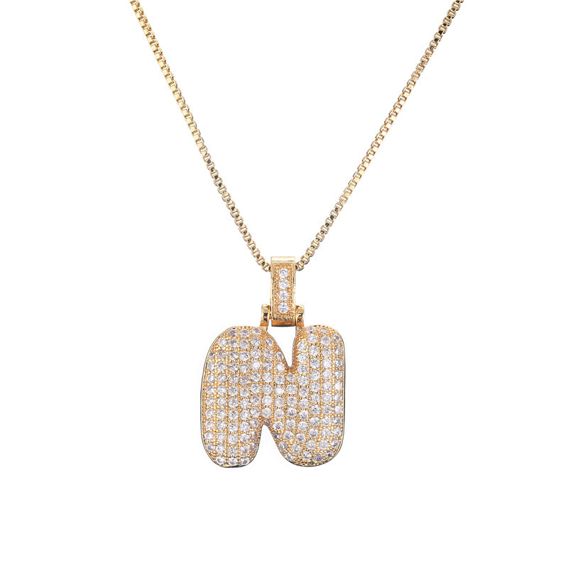 Skanto | 14k Diamond Dazzle Bubble Initial Necklace