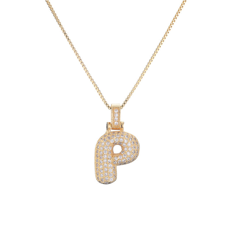 Skanto | 14k Diamond Dazzle Bubble Initial Necklace