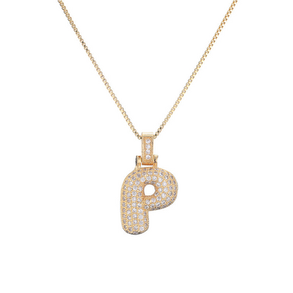 Skanto | 14k Diamond Dazzle Bubble Initial Necklace