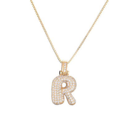 Skanto | 14k Diamond Dazzle Bubble Initial Necklace
