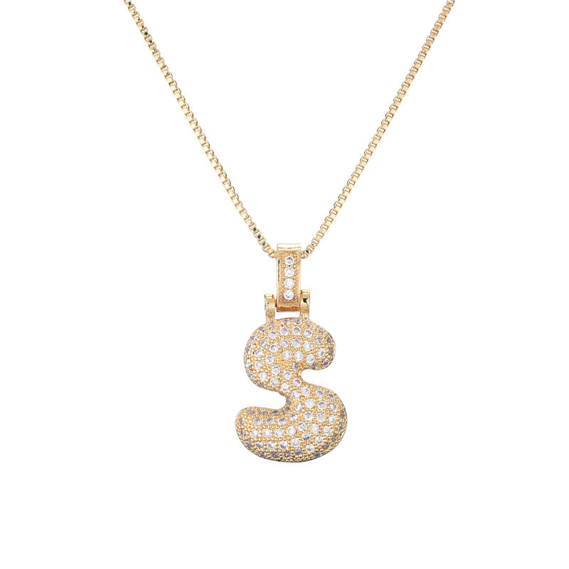 Skanto | 14k Diamond Dazzle Bubble Initial Necklace