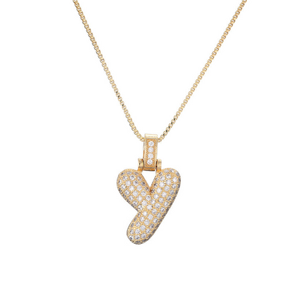 Skanto | 14k Diamond Dazzle Bubble Initial Necklace