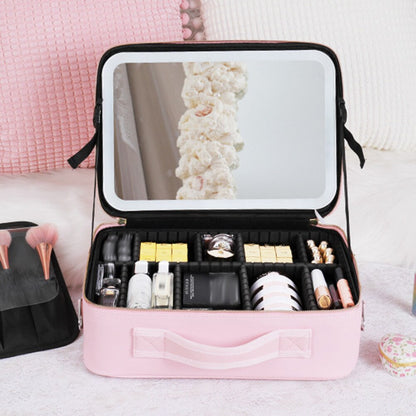 Travel Makeup Case with LED Light & Mirror Portable Bowlift