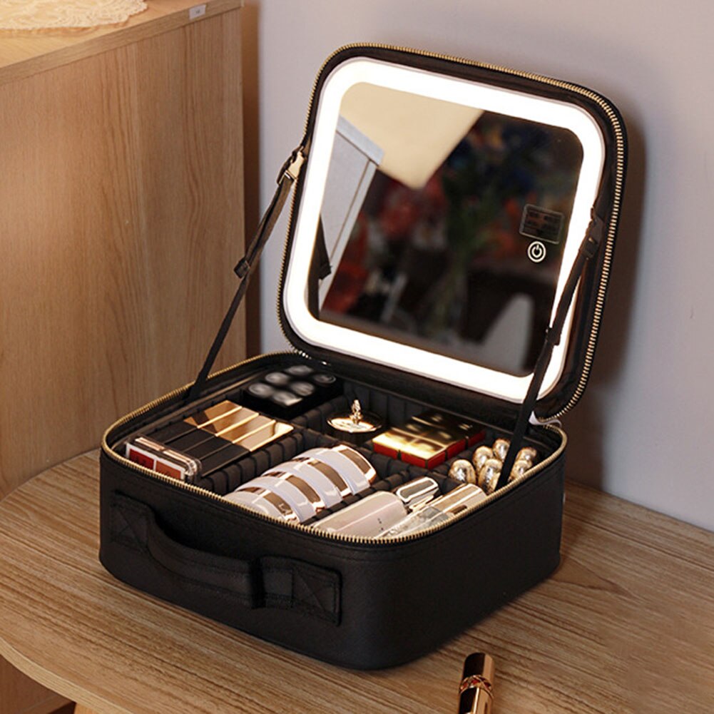 Skanto | Portable Travel Makeup Case with LED Mirror and Adjustable Light