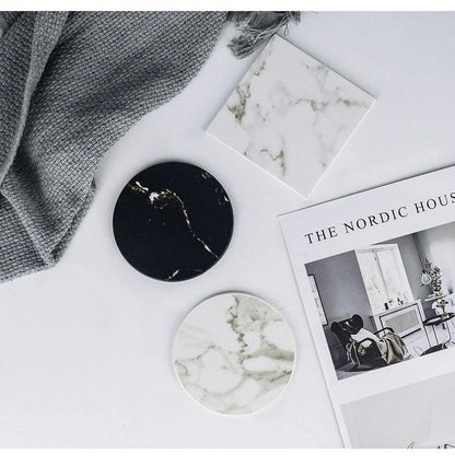 Garduru Vegan Leather Coaster Set | Marble Look | Elegant Surface Protection