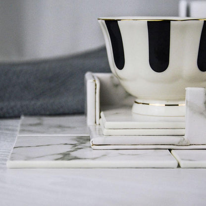 Garduru Vegan Leather Coaster Set | Marble Look | Elegant Surface Protection