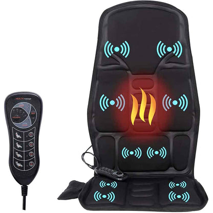 Brehn | Ergonomic Massage Seat Topper | Shiatsu & Vibration Massage for Neck, Back & Thighs | Switchable Heat Function | Incl. Car Adapter & Remote Control
