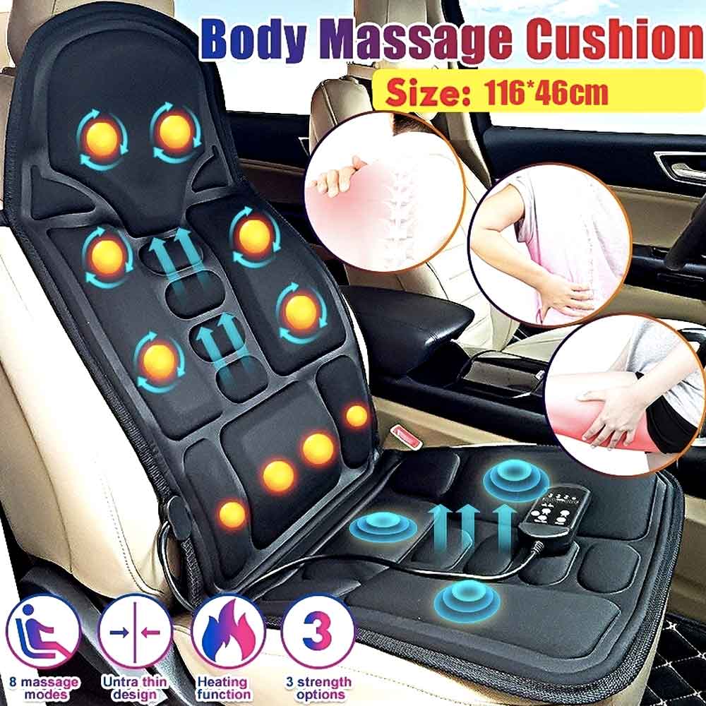 Brehn | Ergonomic Massage Seat Topper | Shiatsu & Vibration Massage for Neck, Back & Thighs | Switchable Heat Function | Incl. Car Adapter & Remote Control