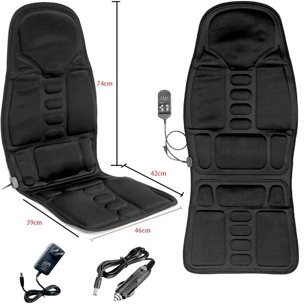 Brehn | Ergonomic Massage Seat Topper | Shiatsu & Vibration Massage for Neck, Back & Thighs | Switchable Heat Function | Incl. Car Adapter & Remote Control
