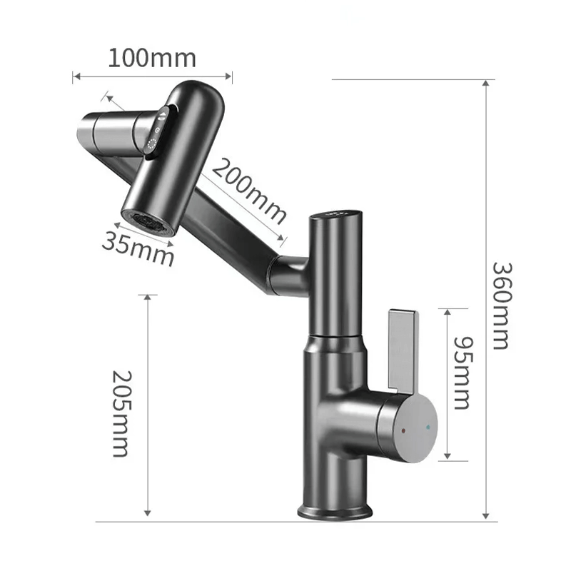 Skanto | LustraFlow 360° Smart Fixture | Modern Kitchen and Bath Faucet with LED Temperature Display