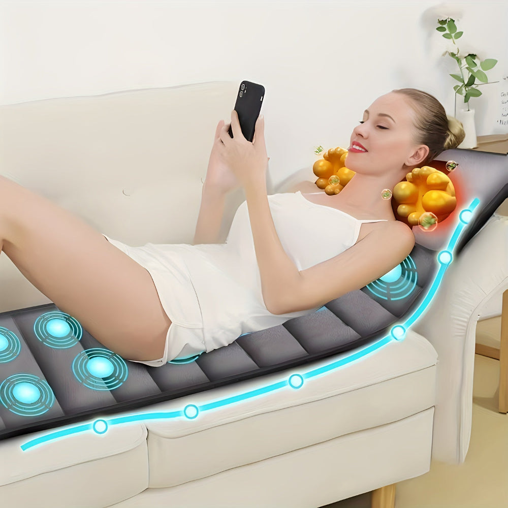 Karnz | Full-body massage mat with vibration and heat – Grey velvet surface