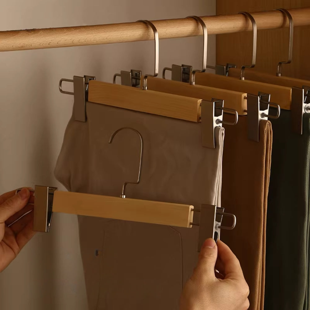 BowLift | Maxwell Premium Wood Pants Hangers with Clips