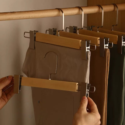 BowLift | Maxwell Premium Wood Pants Hangers with Clips