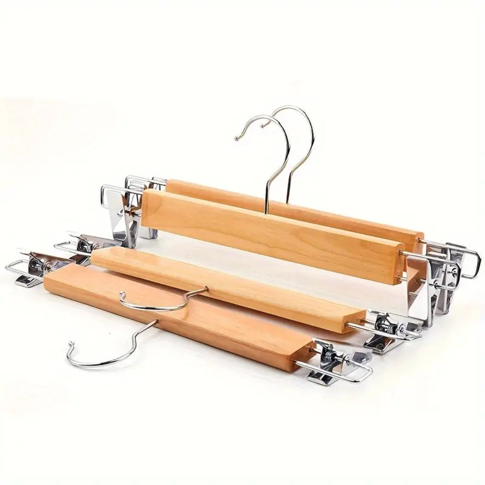 BowLift | Maxwell Premium Wood Pants Hangers with Clips