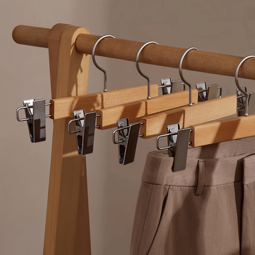 BowLift | Maxwell Premium Wood Pants Hangers with Clips
