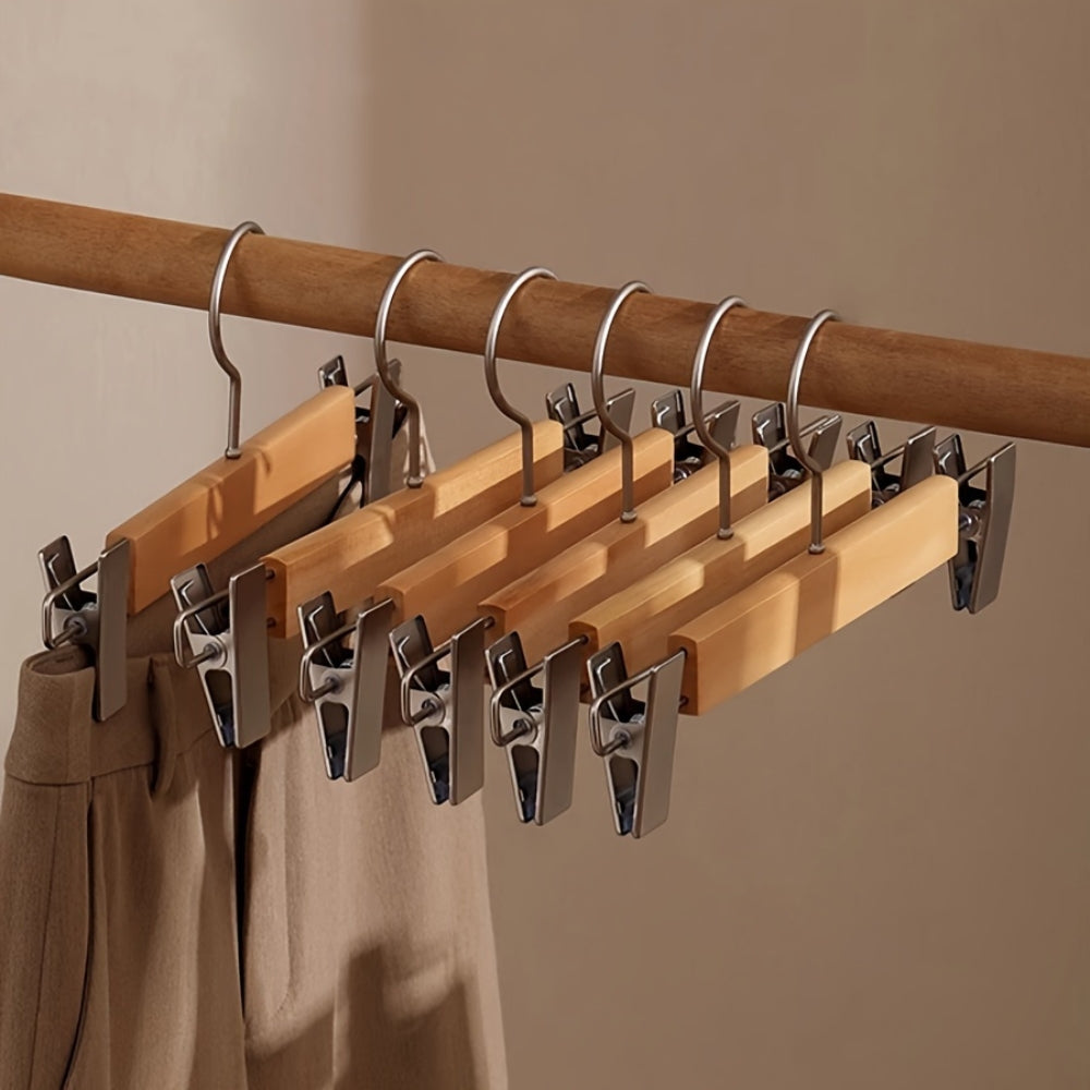 BowLift | Maxwell Premium Wood Pants Hangers with Clips