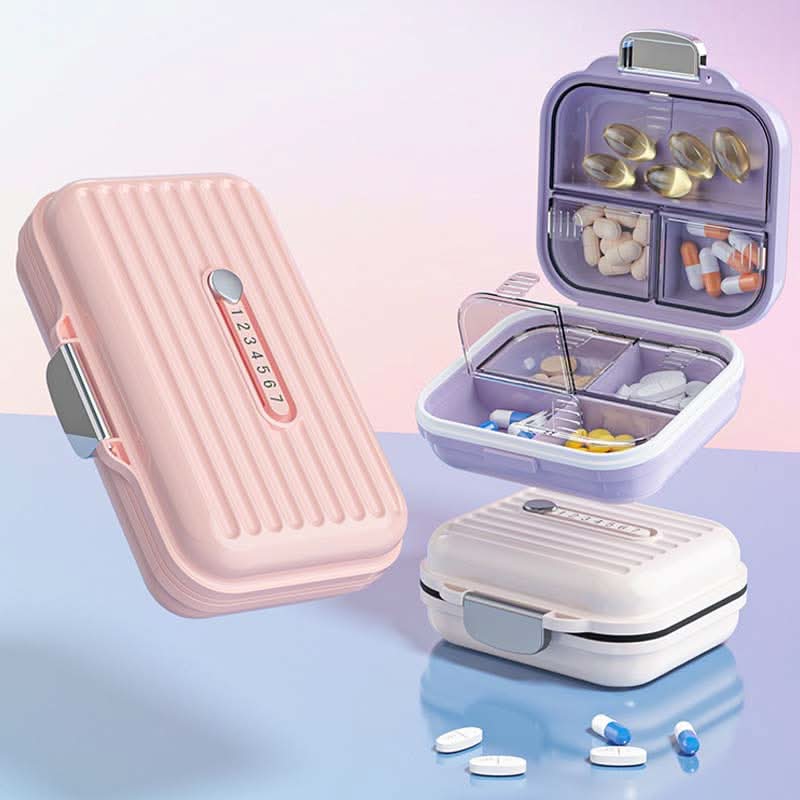 Portable Pill Organizer with 7 Compartments and Triple Lock