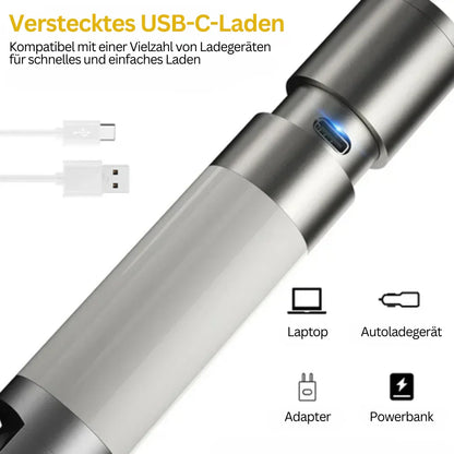 Skanto | LED Flashlight with Multicolor Filters – Rechargeable USB-C Lamp with Camping and Emergency Light Function