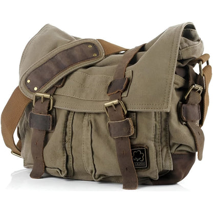Skanto | Michael Bag – Vintage Canvas Messenger Bag for Men with Leather Details