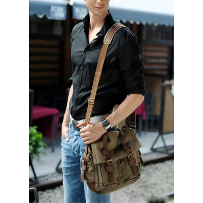 Skanto | Michael Bag – Vintage Canvas Messenger Bag for Men with Leather Details