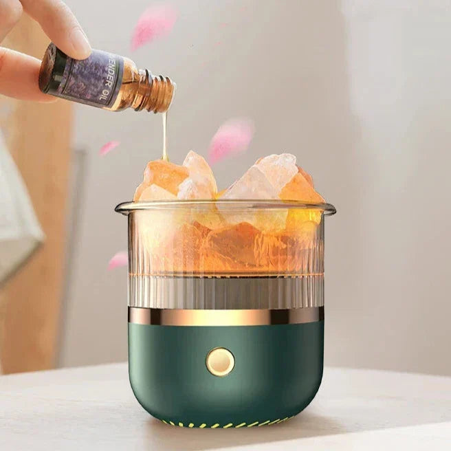 Karnz | Himalaya Salt Crystal Lamp & Essential Oil Diffuser, USB Ultrasonic Humidifier for Home & Office