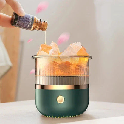 Karnz | Himalaya Salt Crystal Lamp & Essential Oil Diffuser, USB Ultrasonic Humidifier for Home & Office