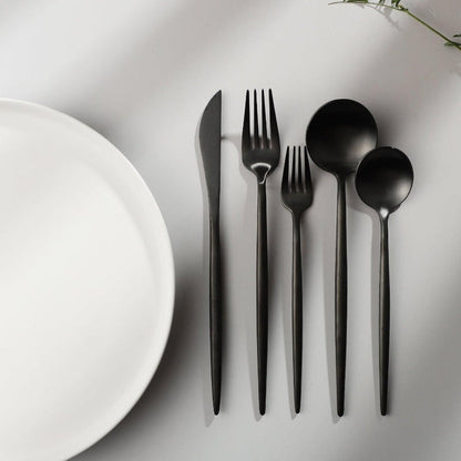 BowLift | Minimalist Flatware Set – 20-Piece Titanium-Coated Stainless Steel Cutlery | Modern Matte Finish for Elegant Dining