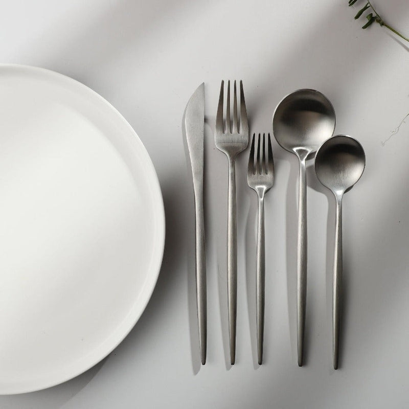 BowLift | Minimalist Flatware Set – 20-Piece Titanium-Coated Stainless Steel Cutlery | Modern Matte Finish for Elegant Dining