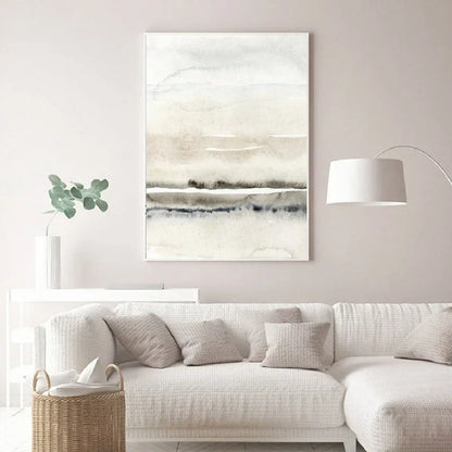 Minimalist Abstract Landscape Wall Art Fine Art Canvas Prints Beige Gray Art for Modern Living Room Bedroom Dining Scandinavian Interior | Skanto
