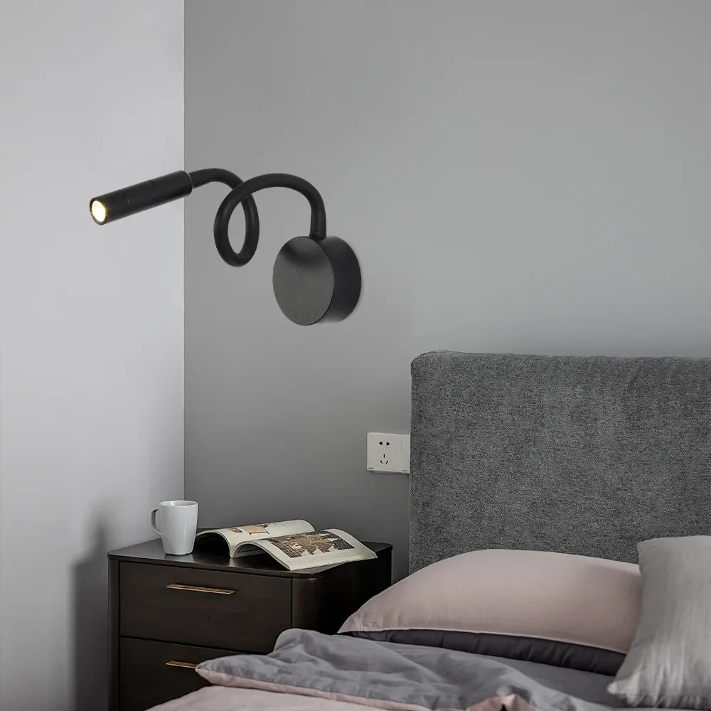 BowLift | SleekGlow – Minimalist LED Reading Wall Lamp with Adjustable Arm