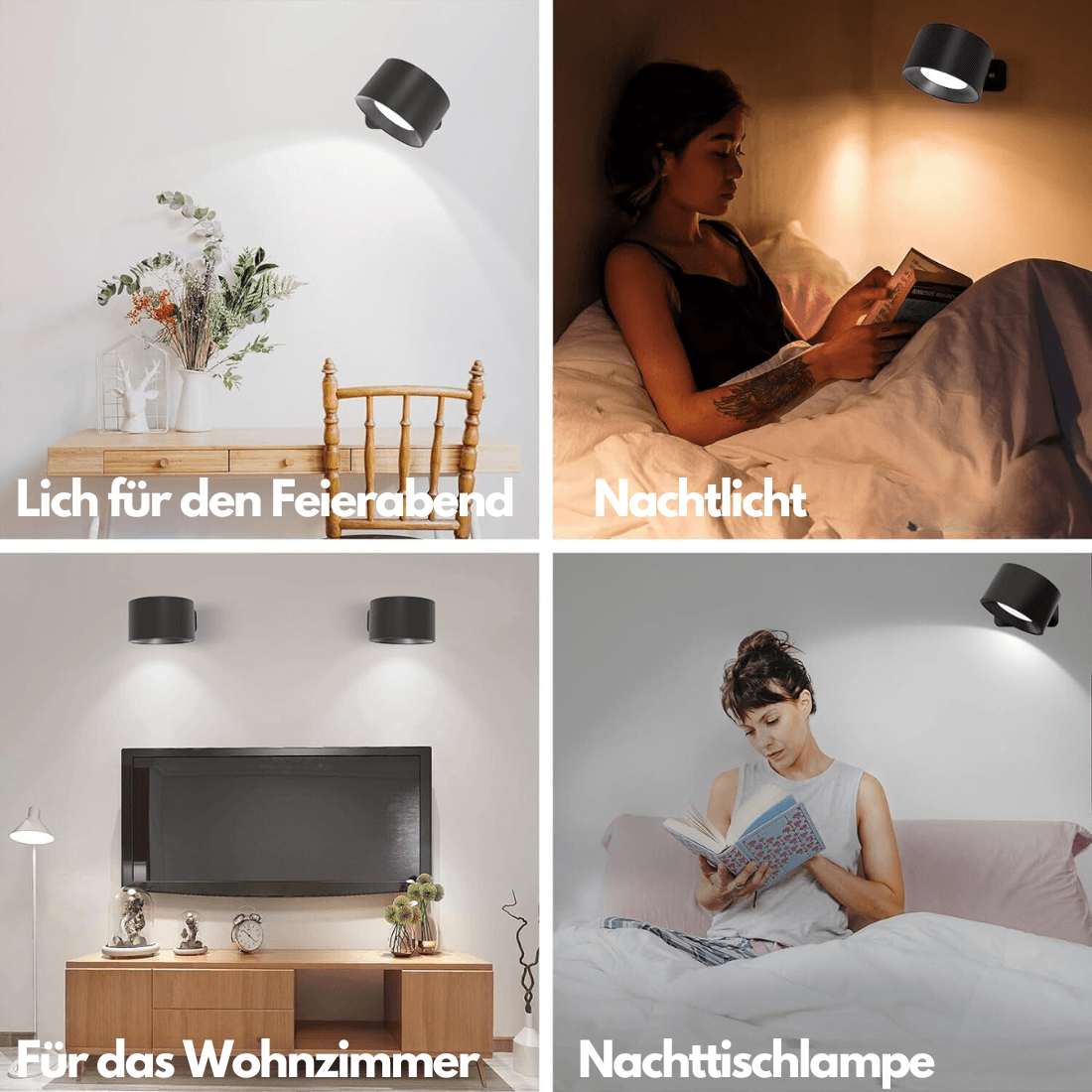 Wireless Wall Lamp – 360° Adjustable and Rechargeable LED Lighting (USB)