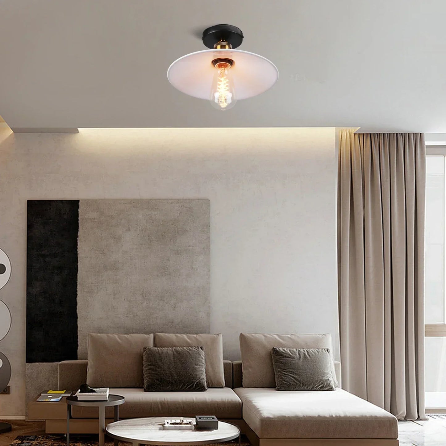 Vintage ceiling light in industrial style, metal lamp for living room or bedroom, LED-compatible | Brehn