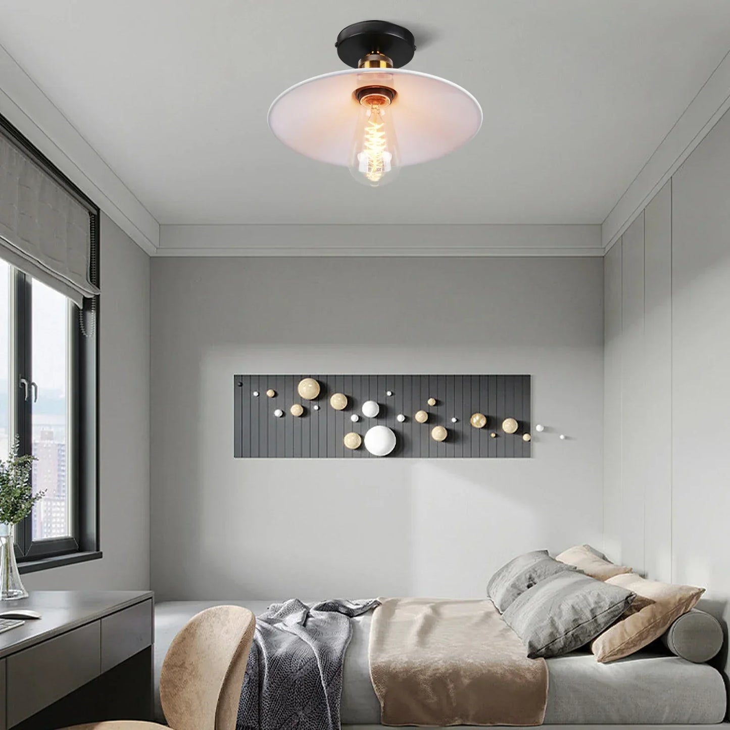 Vintage ceiling light in industrial style, metal lamp for living room or bedroom, LED-compatible | Karnz