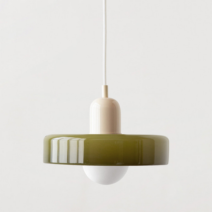 Colorful glass pendant light in Bauhaus style