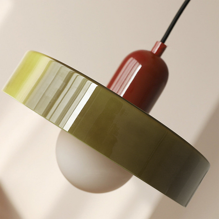 Colorful glass pendant light in Bauhaus style