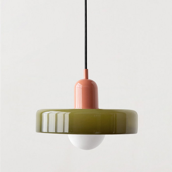 Colorful glass pendant light in Bauhaus style