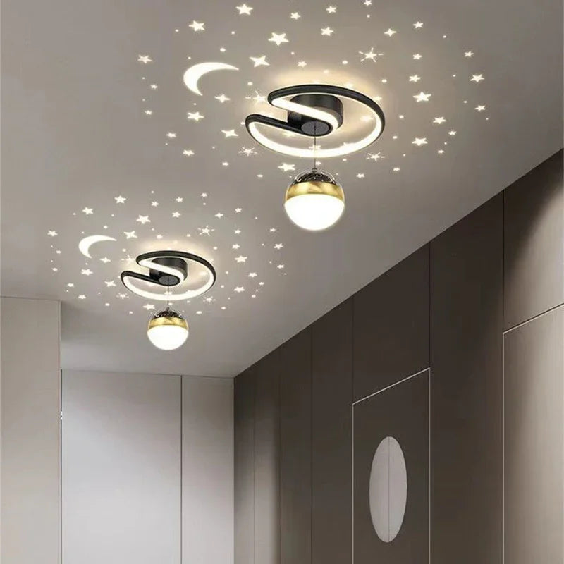 LED ceiling light with starry sky – Modern chandelier design for children's room and living room | Bowlift