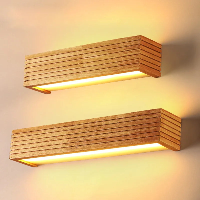 Skanto | Modern LED Wood Wall Lamp for Bathroom and Hallway | Minimalist Indoor Lighting with Warm White