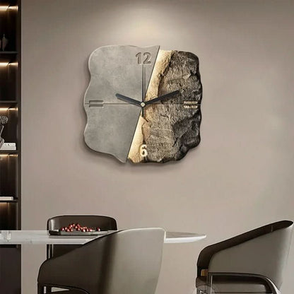Skanto | Modern Sandstone Wall Clock with 3D Relief & Silent Quartz Technology