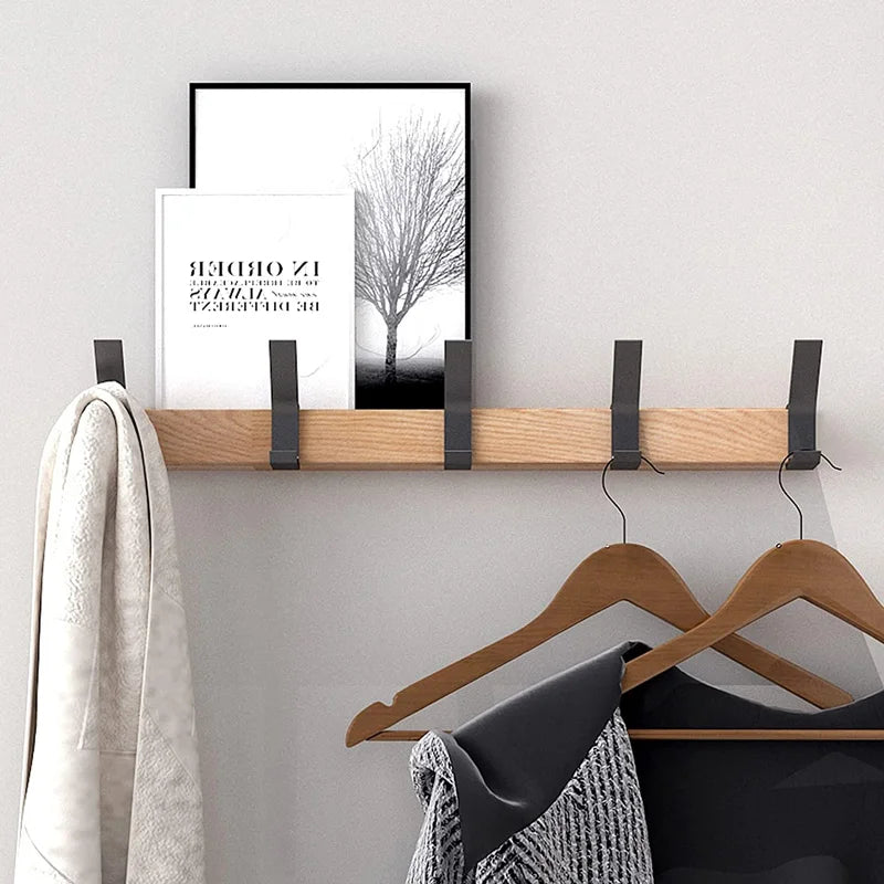 BowLift | Nordivo Wall Wardrobe with Movable Double Hooks | Scandinavian Design | Wood & Aluminium | Space-saving & Modern