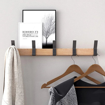 BowLift | Nordivo Wall Wardrobe with Movable Double Hooks | Scandinavian Design | Wood & Aluminium | Space-saving & Modern