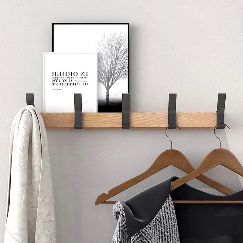 BowLift | Nordic Wall-Mounted Coat Rack with Movable Hooks – Black