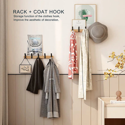 Skanto | Wall Shelf with Removable Hooks – Scandinavian Design Made of Wood Metal