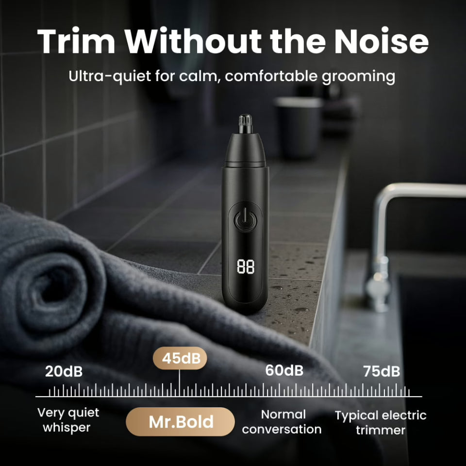 BowLift | Onyx Edge - Best Nose Hair Cutters for Men | USB-C Rechargeable, Painless & Quiet with a Waterproof Head for Travel & Daily Grooming