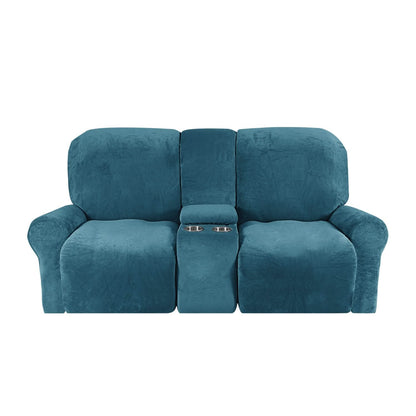 Skanto | 2-Seater Recliner Sofa Cover with Cup Holders – Velvet Plush