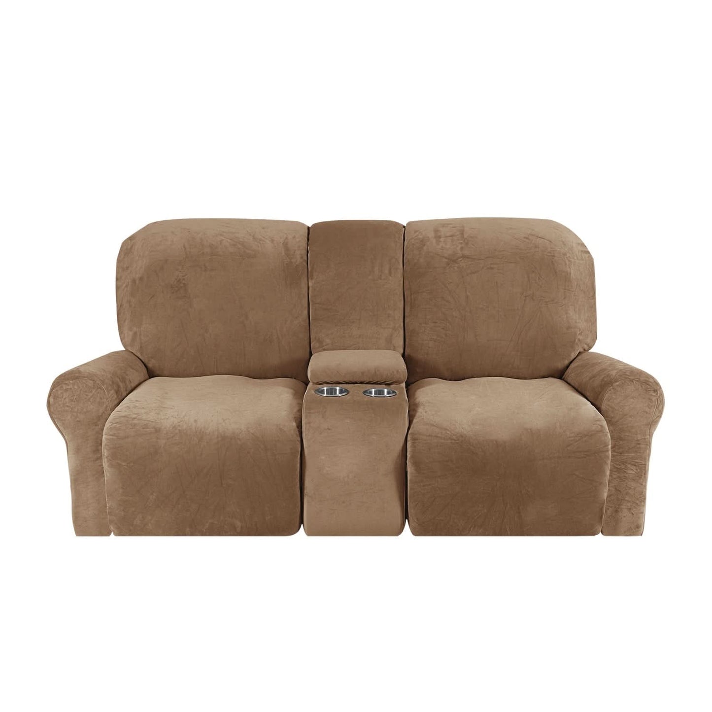 Skanto | 2-Seater Recliner Sofa Cover with Cup Holders – Velvet Plush