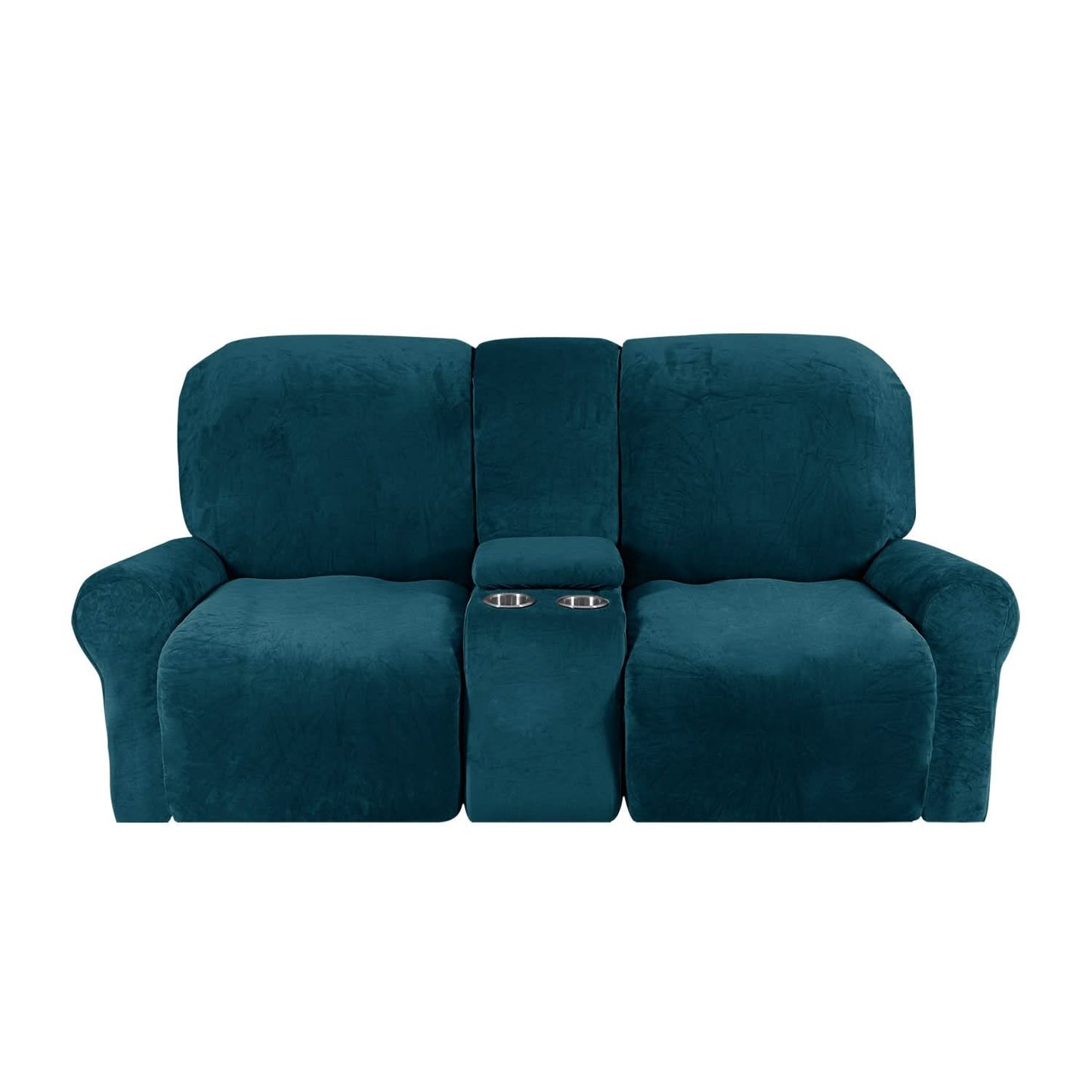 Skanto | 2-Seater Recliner Sofa Cover with Cup Holders – Velvet Plush