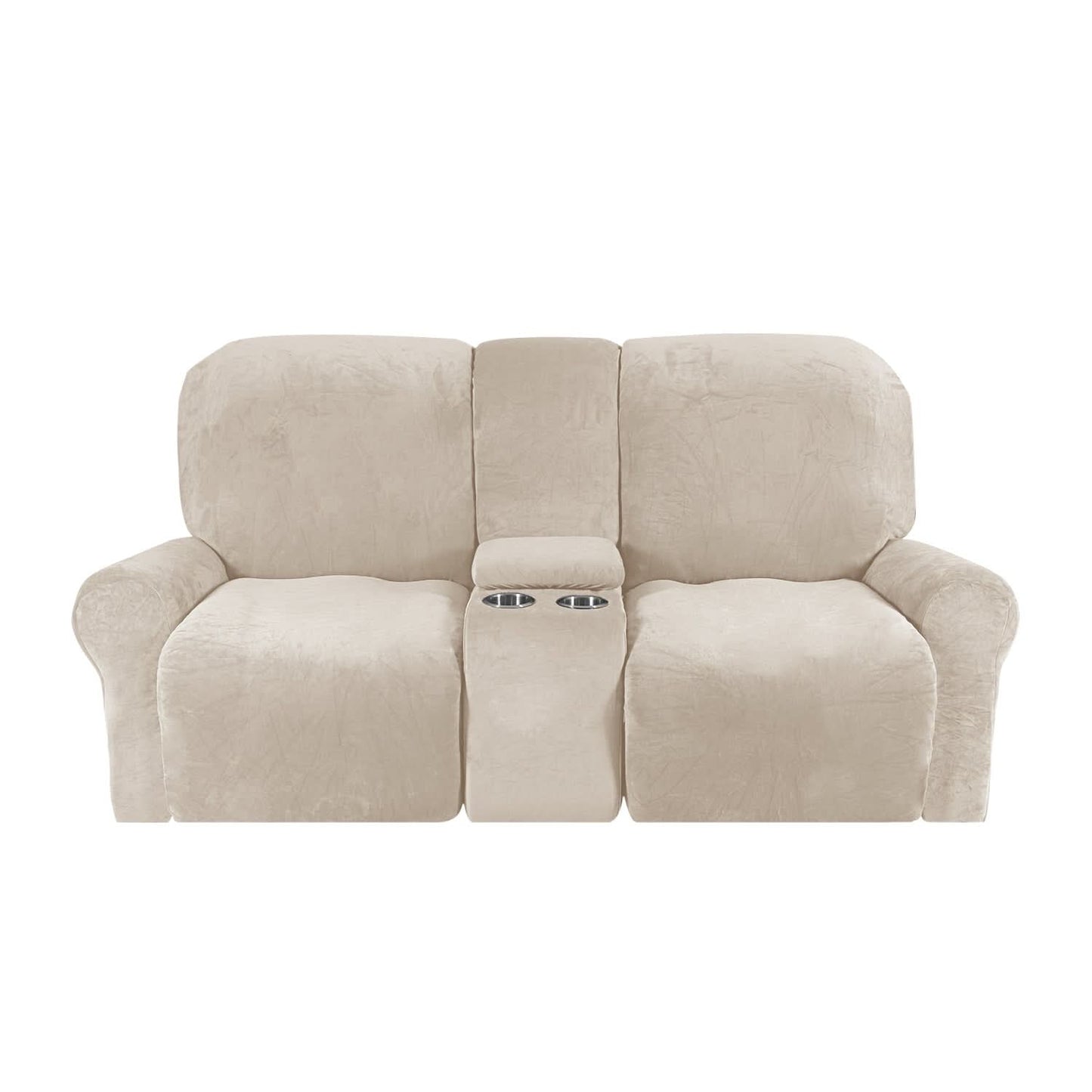 Skanto | 2-Seater Recliner Sofa Cover with Cup Holders – Velvet Plush