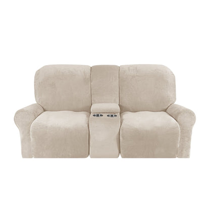 Skanto | 2-Seater Recliner Sofa Cover with Cup Holders – Velvet Plush