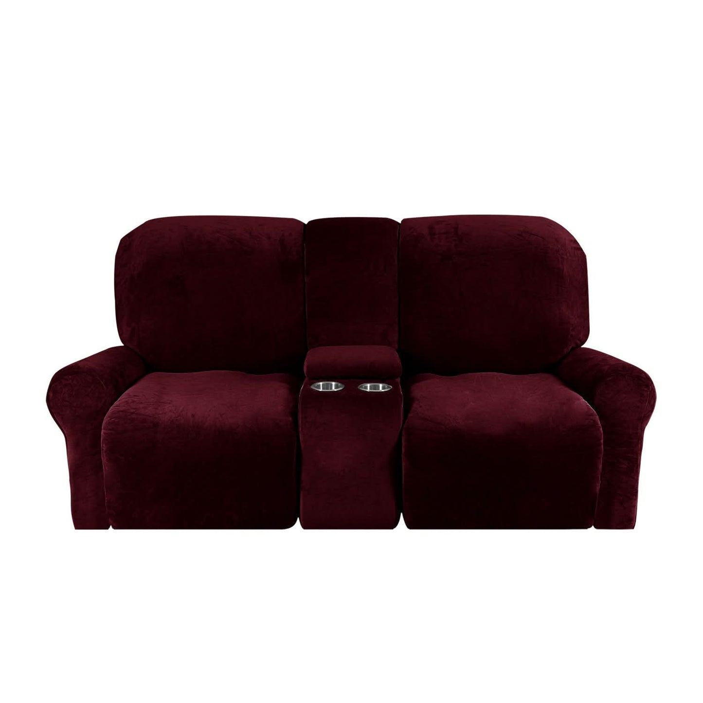 Skanto | 2-Seater Recliner Sofa Cover with Cup Holders – Velvet Plush